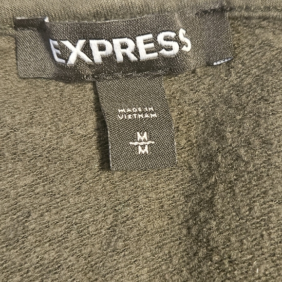 Express Olive Green Off the Shoulder Sweater - Picture 2 of 3